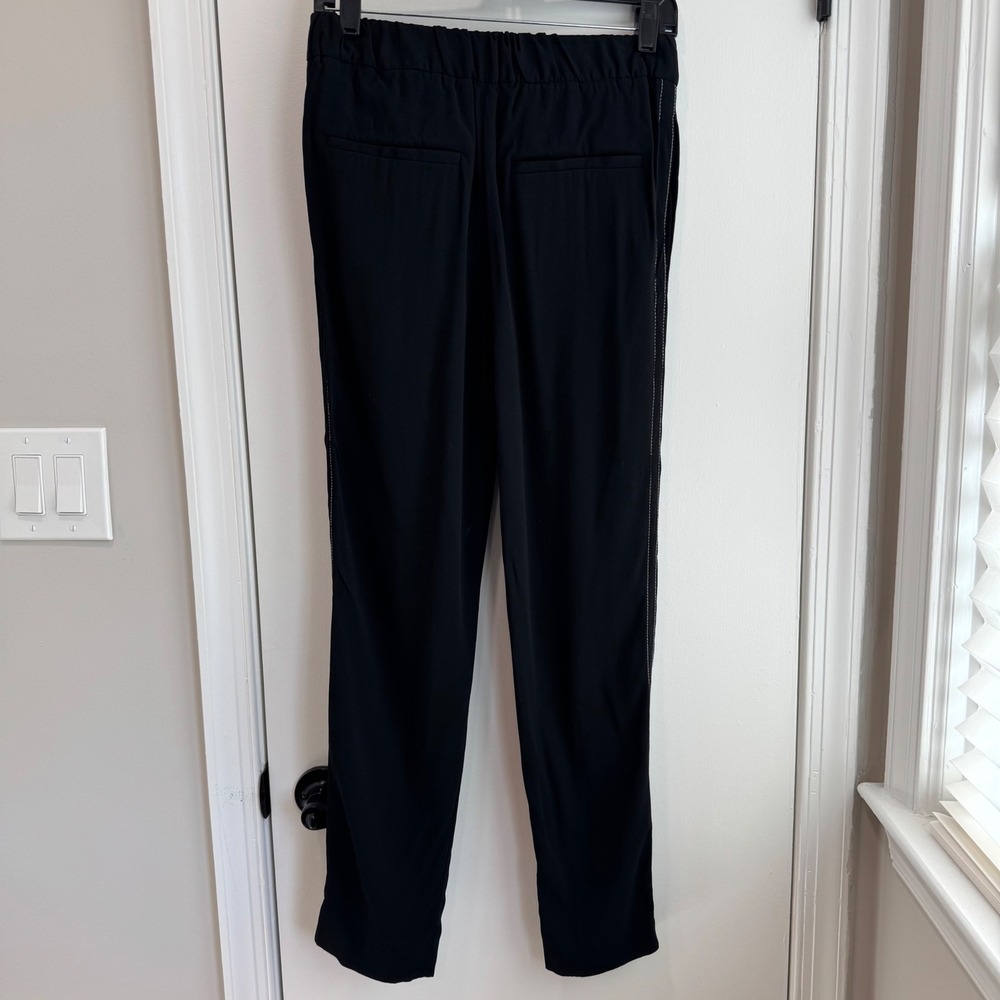 Marni Black Pants Italian Made Elastic Waist Contrast Stitching, size 42, US‎ 6